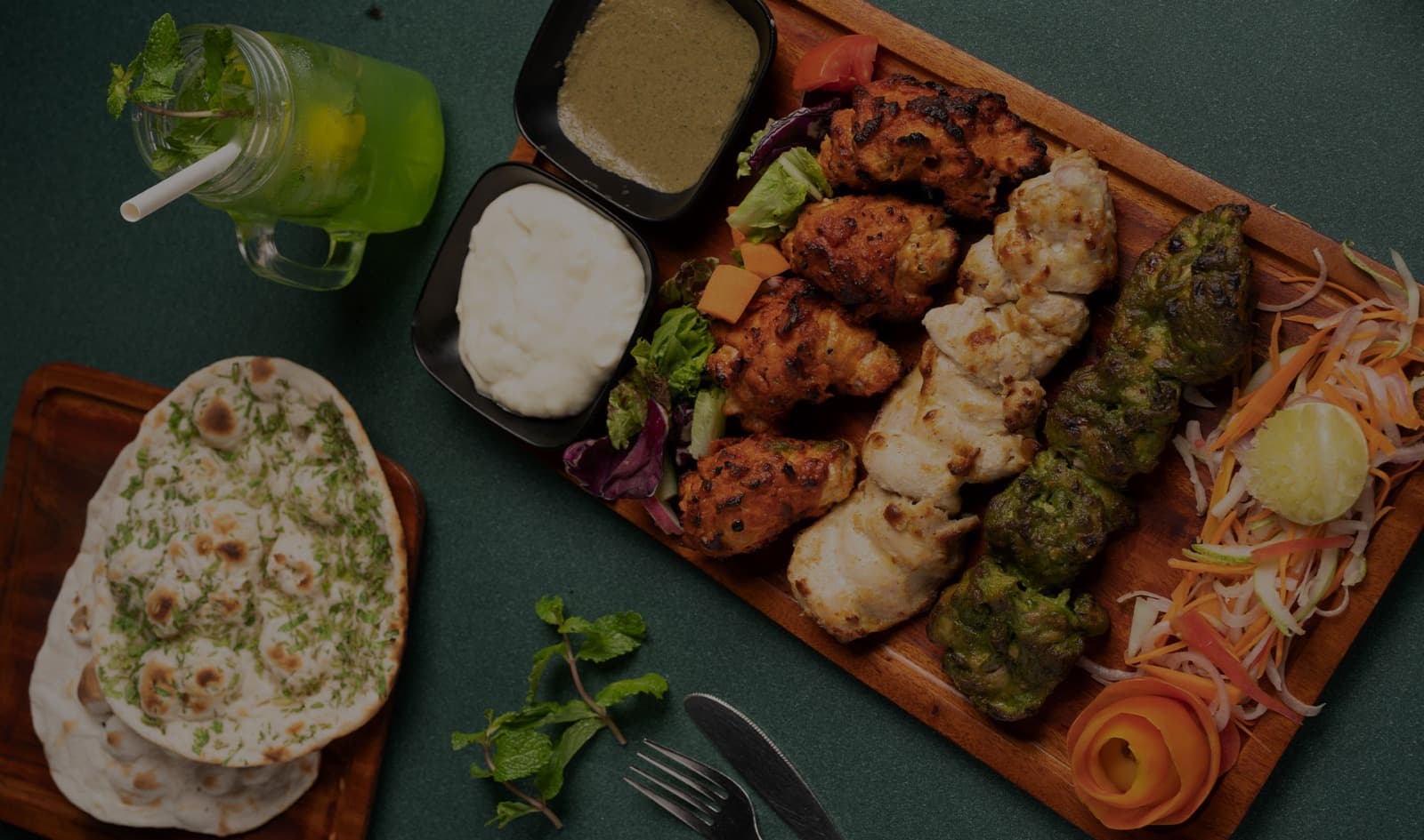 Sizzling grilled meat platter